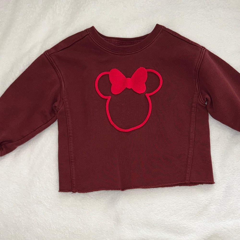 Disney Kids Burgundy Sweater with Red Bow Design